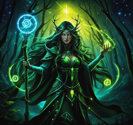 09987-335736117-an elfven magician woman (skin covered glowing runes_1.5), she holds a staff,  casting a spell in a mysterious dark forest, dark.png